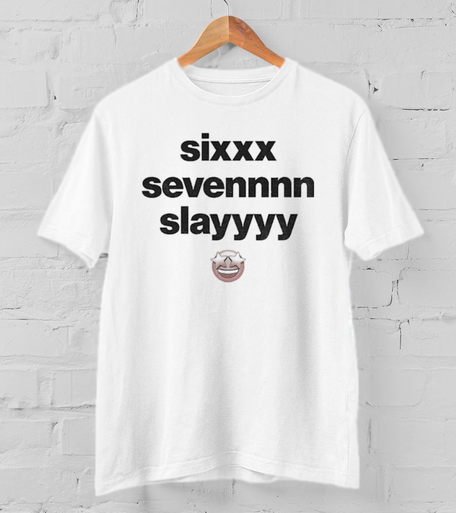 Sixxx Sevennnn Slayyyy Red Smiley Face T-Shirt