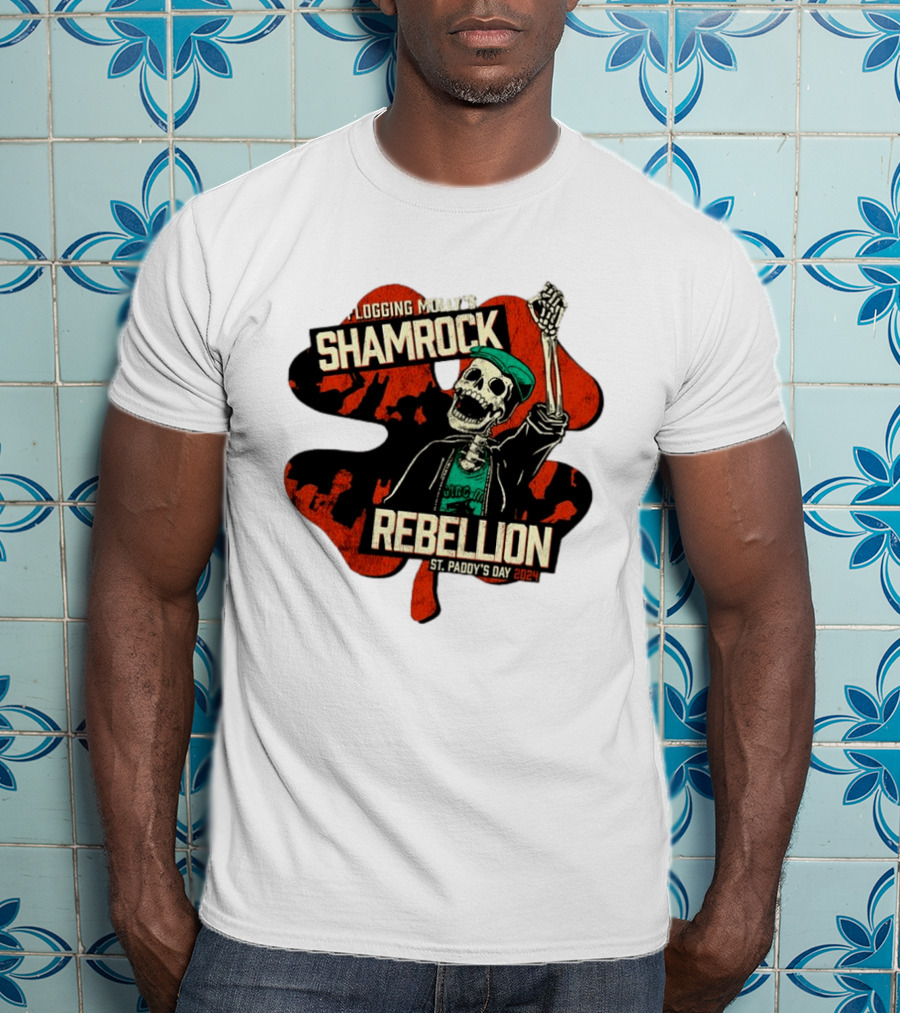 Flogging Molly Shamrock Rebellion St. Paddy's Day 2024 Skeleton T-Shirt