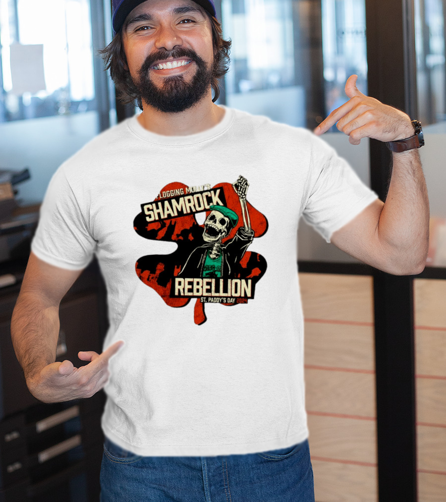 Flogging Molly Shamrock Rebellion St. Paddy's Day 2024 Skeleton T-Shirt