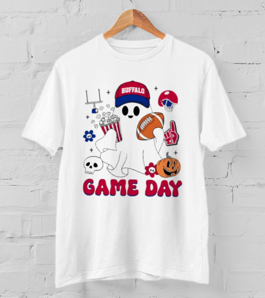 Buffalo Game Day Ghost Halloween Football Fun T-Shirt