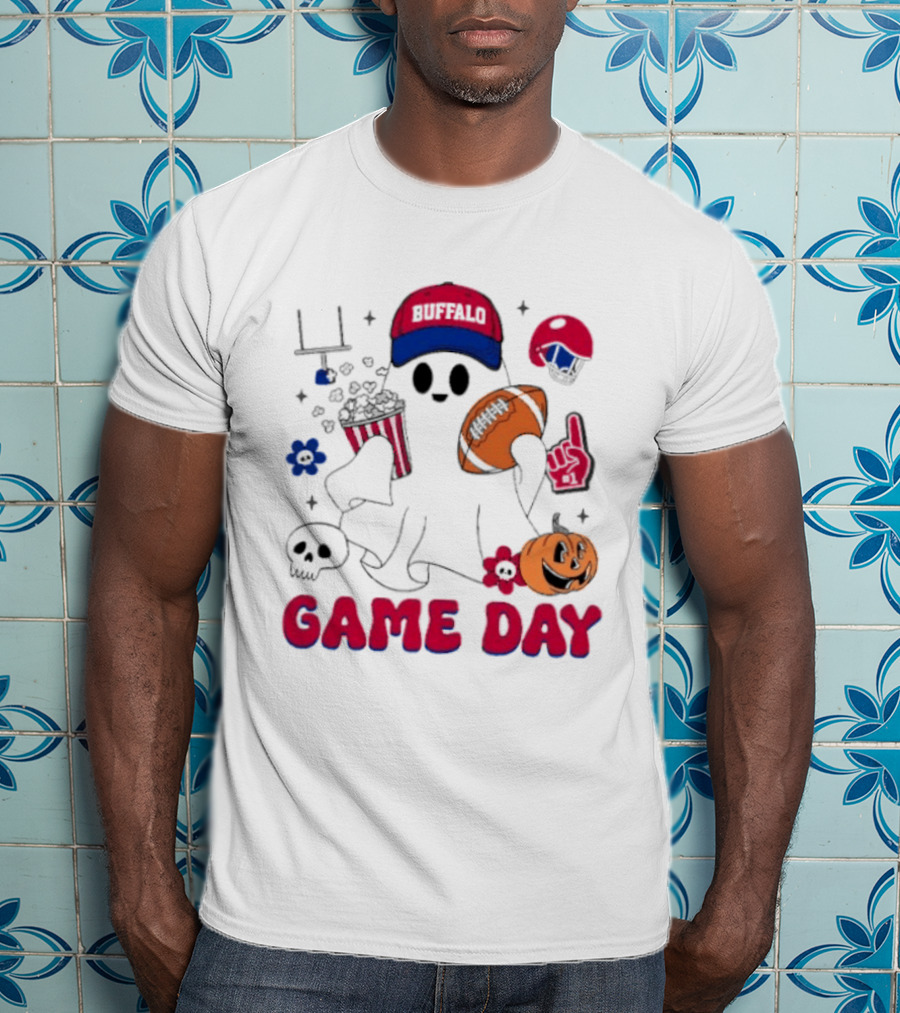 Buffalo Game Day Ghost Halloween Football Fun T-Shirt