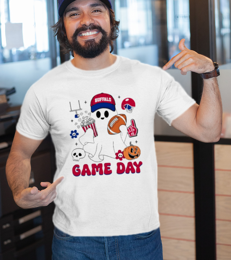 Buffalo Game Day Ghost Halloween Football Fun T-Shirt