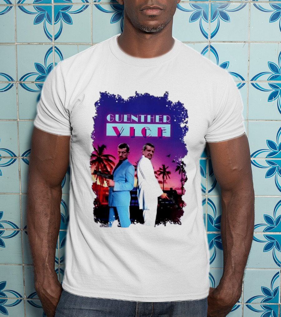 Guenther Vice 80s Retro Miami Style Palm Trees Sunset T-Shirt