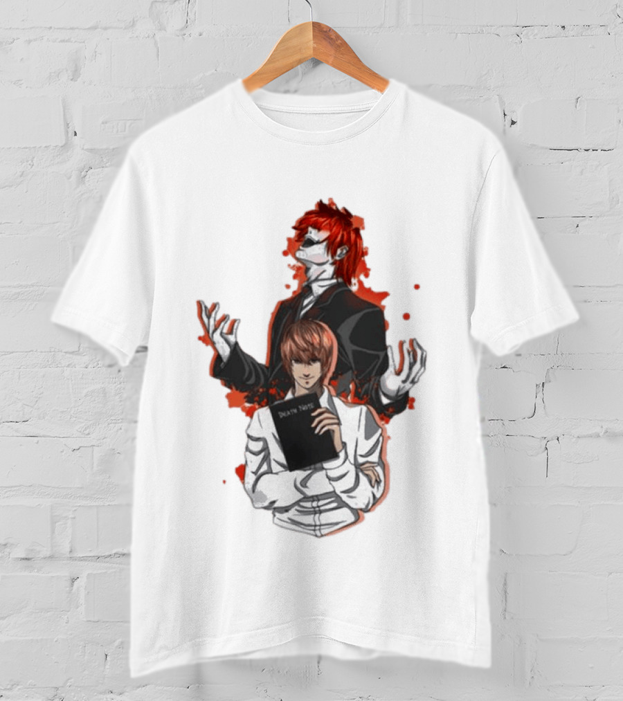 Light Yagami Raito And Ryuk Holding Death Note Anime T-Shirt
