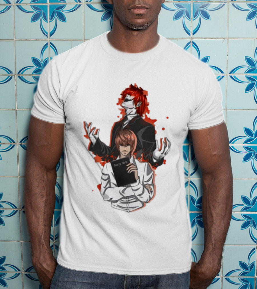Light Yagami Raito And Ryuk Holding Death Note Anime T-Shirt