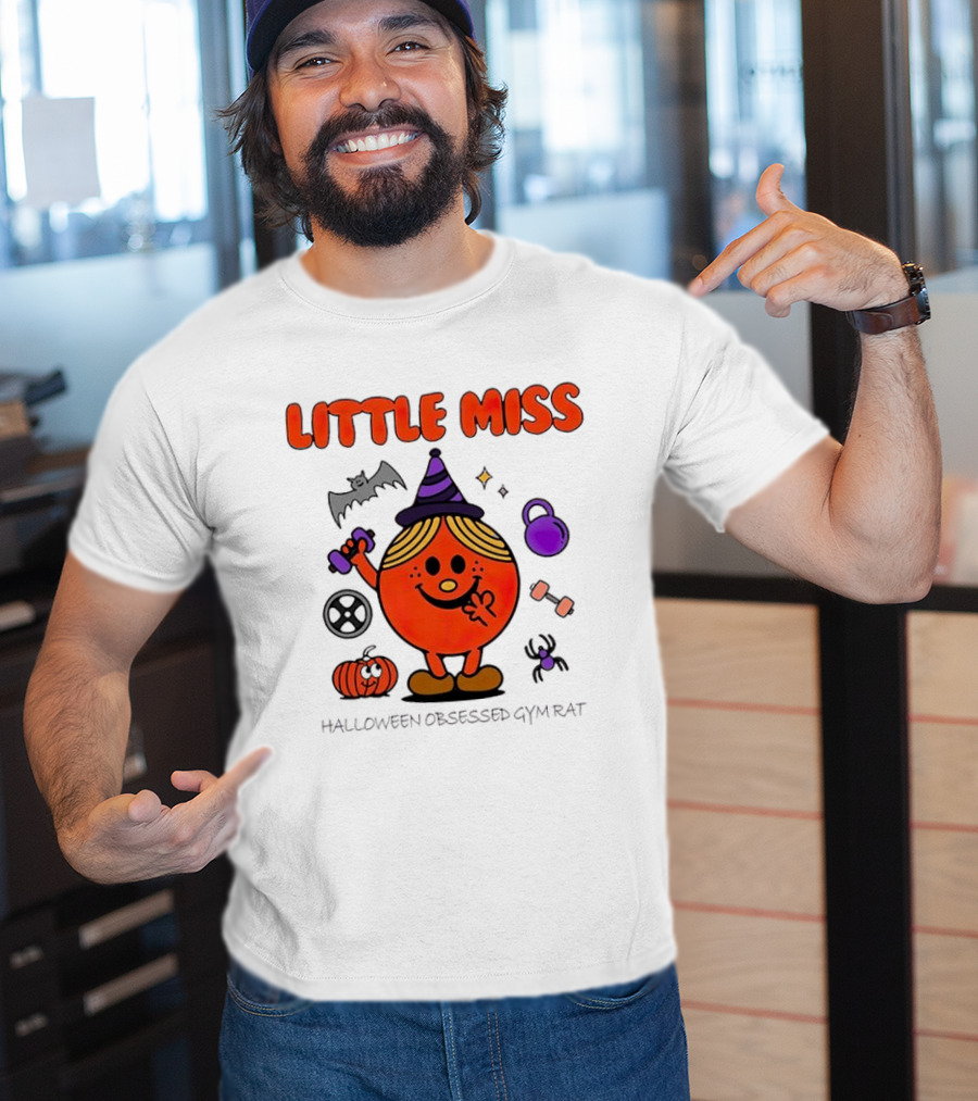 Little Miss Halloween Obsessed Gym Rat Witch With Pumpkins And Weights T-Shirt