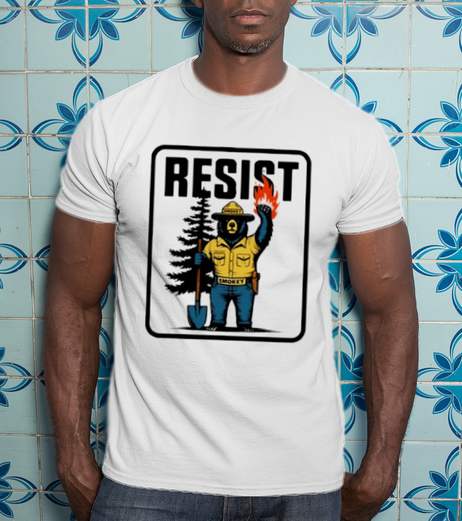 Resist Smokey Fire Prevention Bear California Forest T-Shirt
