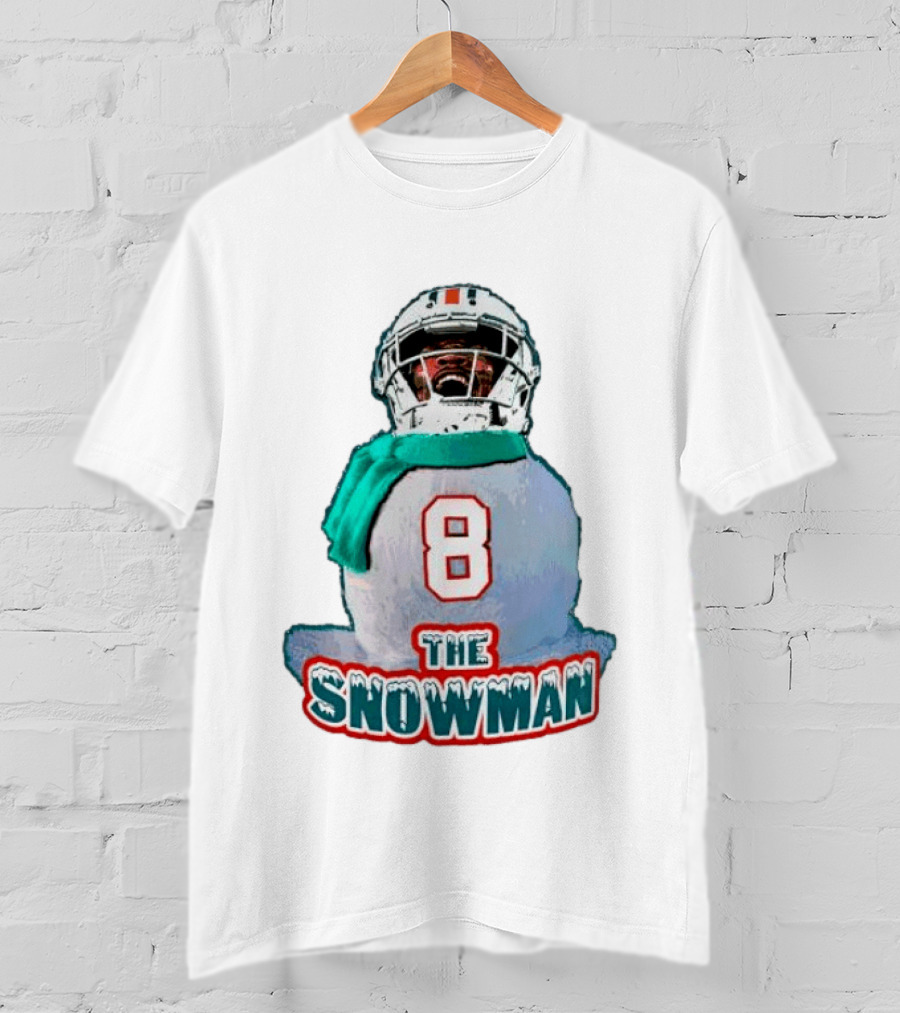 Miami Dolphins Jevon Holland 8 The Snowman Christmas T-Shirt