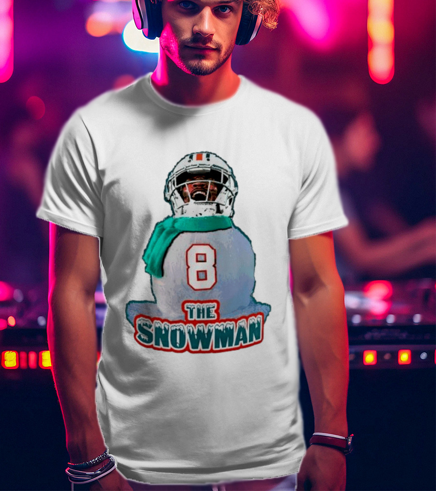 Miami Dolphins Jevon Holland 8 The Snowman Christmas T-Shirt