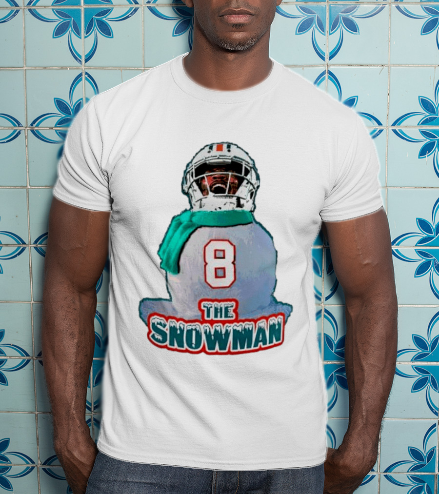Miami Dolphins Jevon Holland 8 The Snowman Christmas T-Shirt