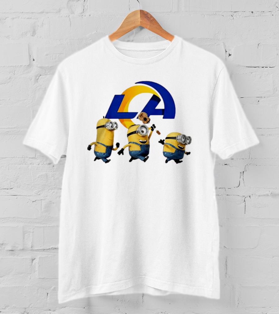 Minions LA Rams Football Team Crossover Fun T-Shirt