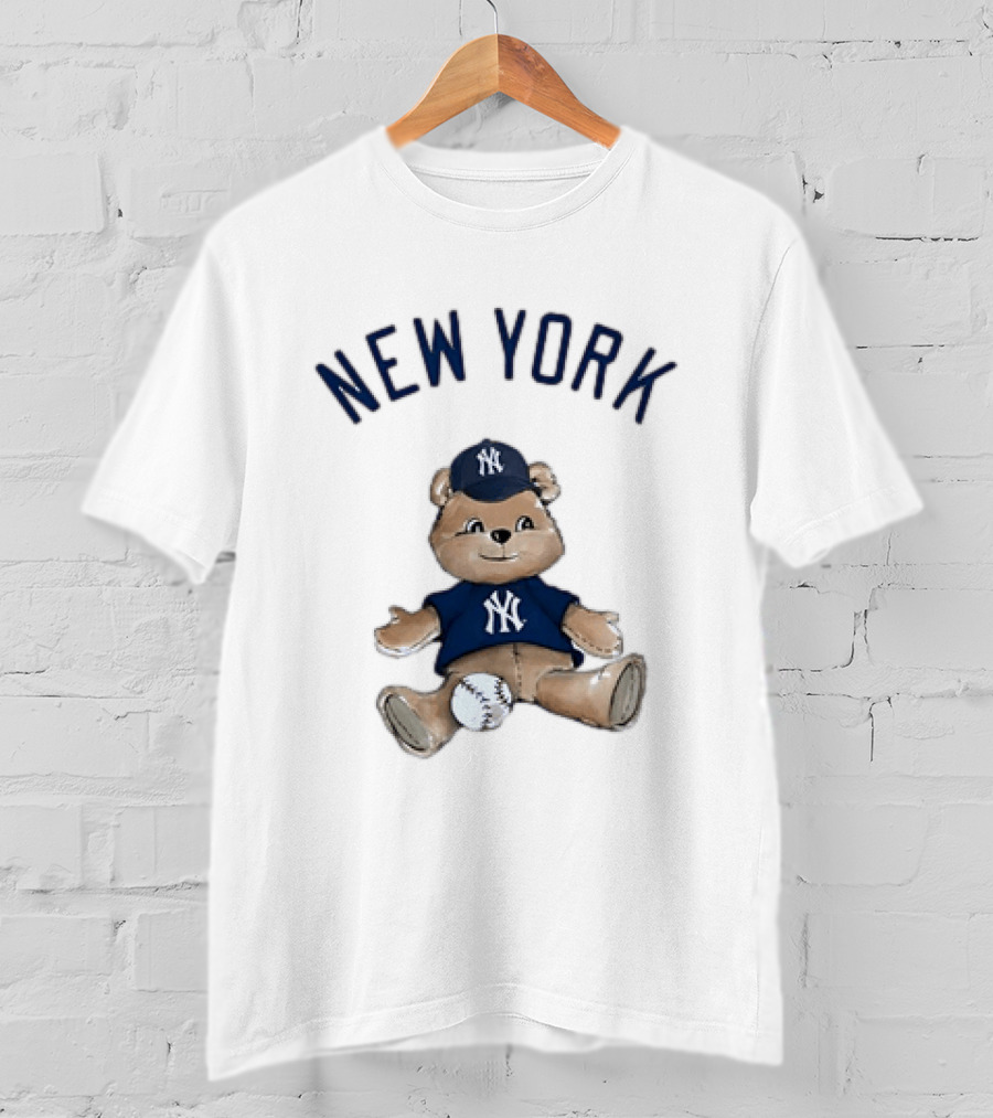New York Yankees Teddy Bear With Baseball Cap And Baseball Youth T-Shirt