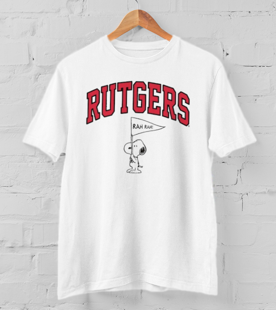 Rutgers Scarlet Knights Snoopy Rah Rah Flag T-Shirt