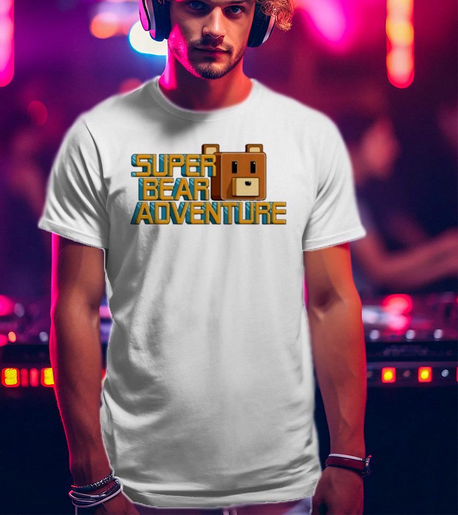 Super Bear Adventure Pixel Art Bear Face T-Shirt