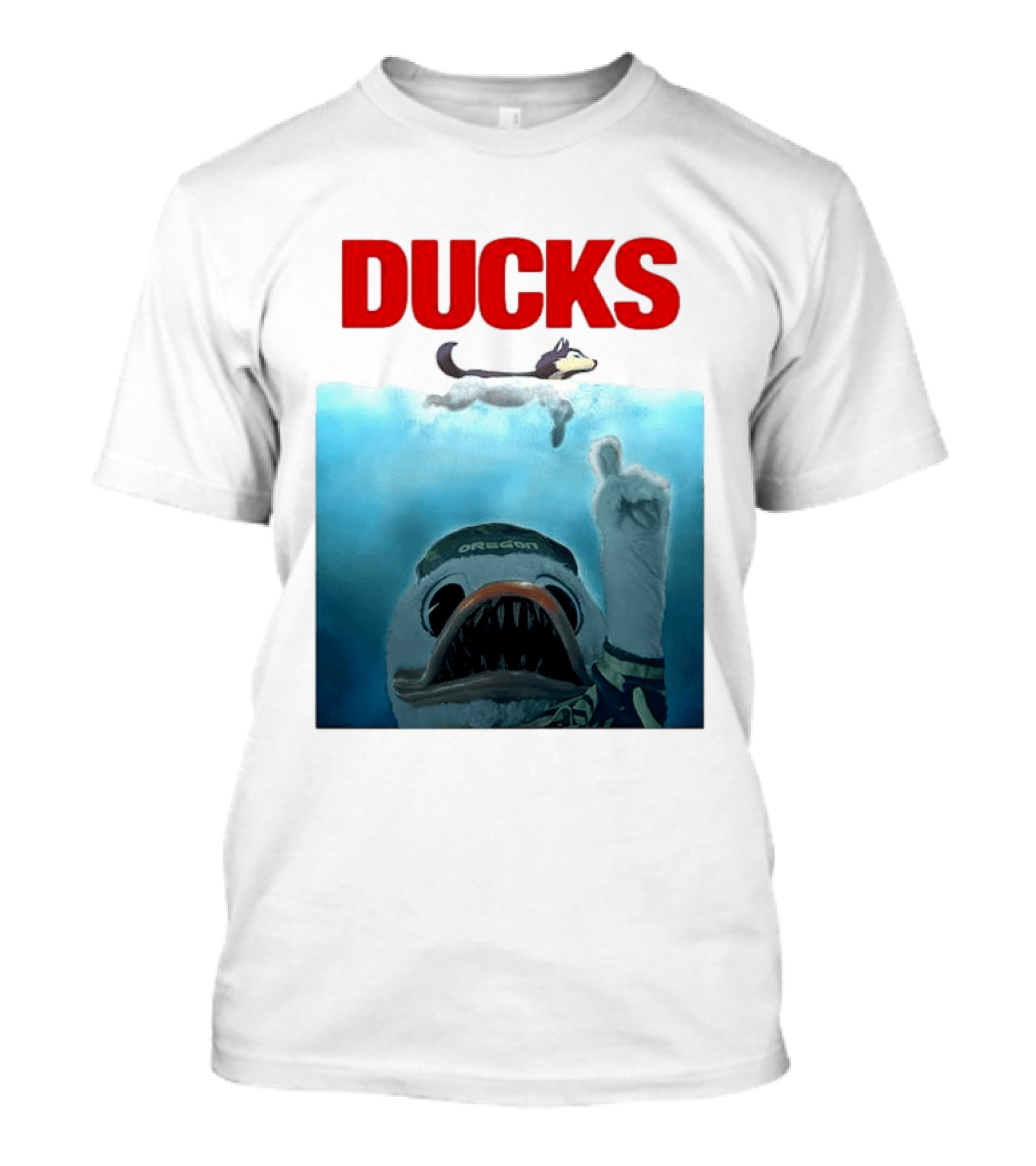 Oregon Ducks Jaws Parody With Washington Huskies Rivalry T-Shirt