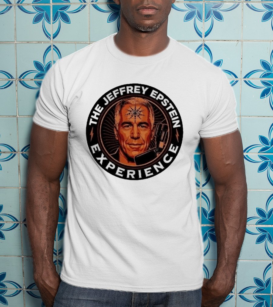 The Jeffrey Epstein Experience Meme Parody Headshot With Microphone And Psychedelic T-Shirt