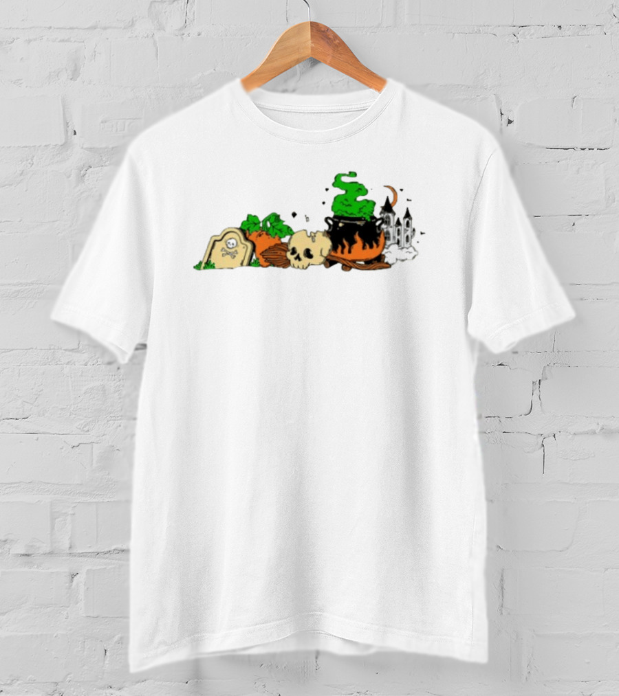 Spooky Kentucky Halloween With Pumpkins And Skull Scene T-Shirt