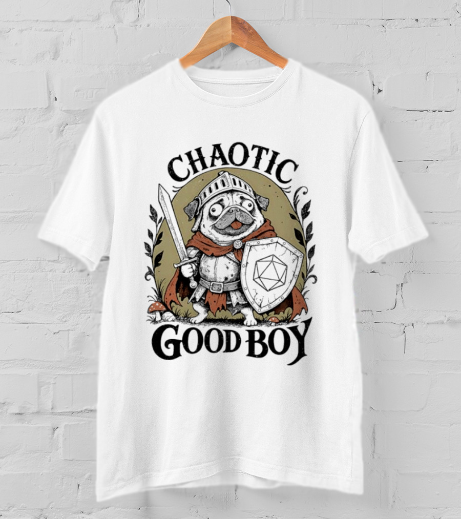 Chaotic Good Boy Pug Knight Adventure Dungeons And Dragons T-Shirt