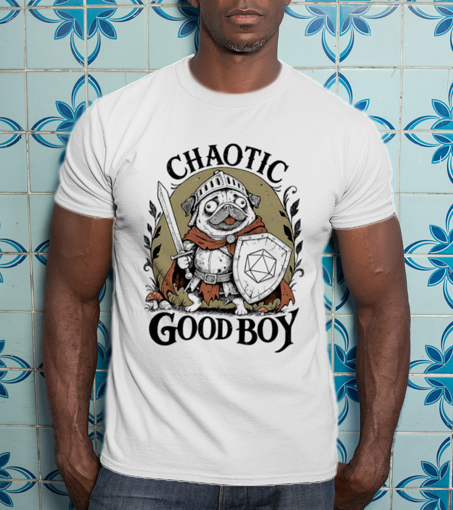 Chaotic Good Boy Pug Knight Adventure Dungeons And Dragons T-Shirt