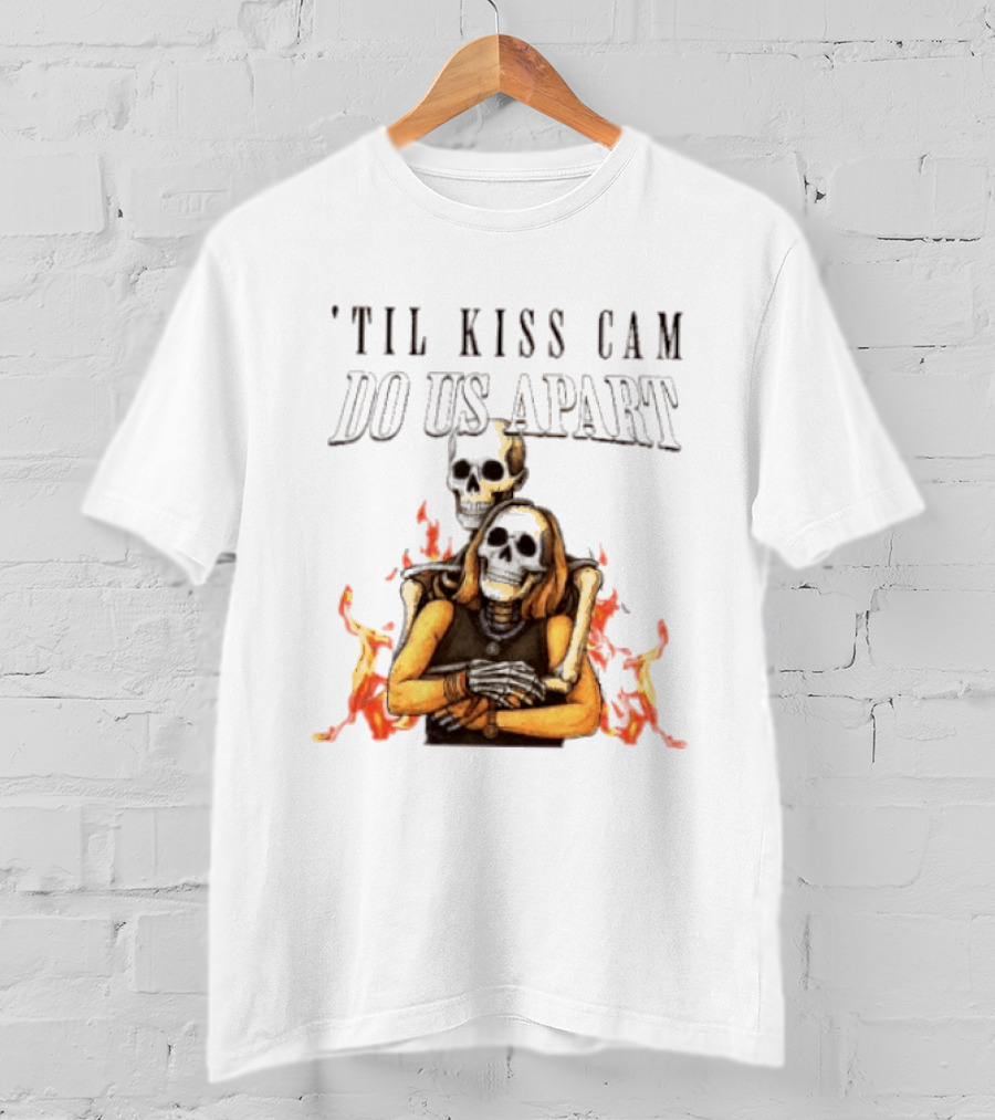 Til Kiss Cam Do Us Part Skeleton Halloween Flames T-Shirt