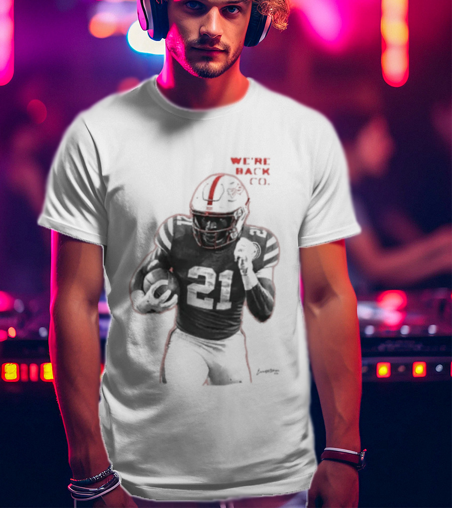 We're Back CO EMoney Backfield Football Player Number 21 Football Helmet Illustrated T-Shirt