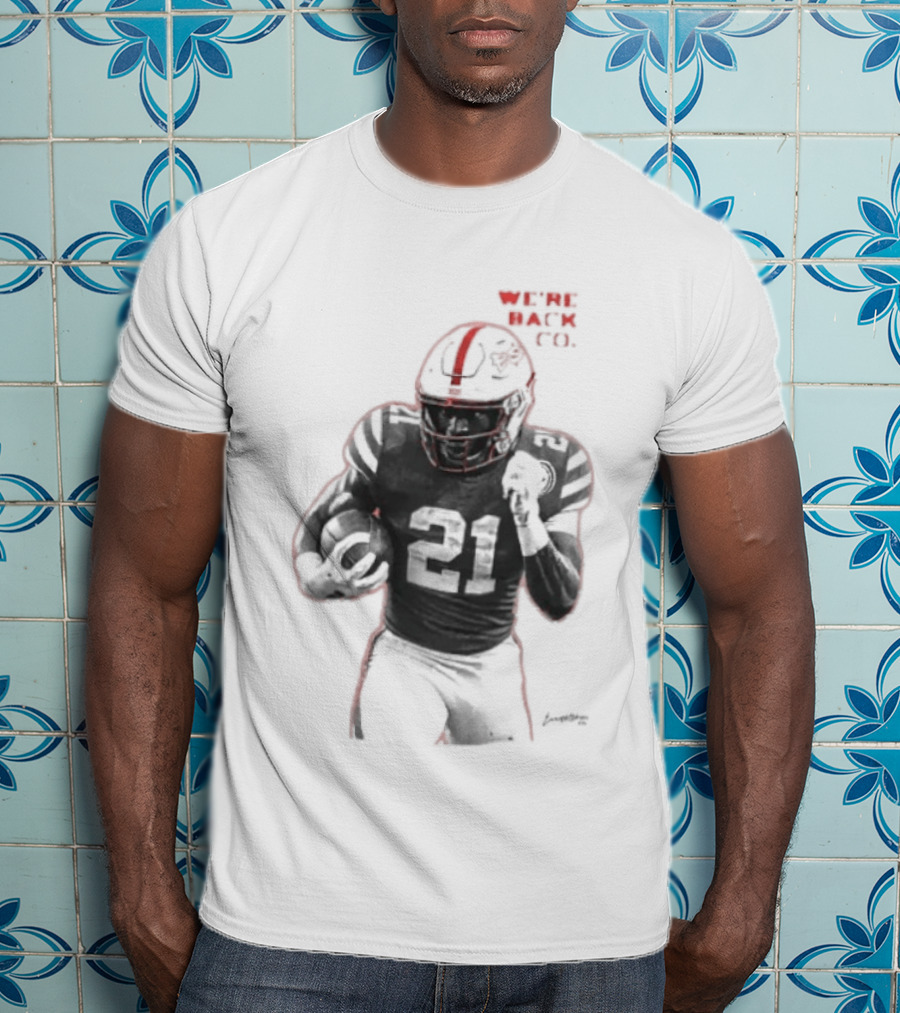 We're Back CO EMoney Backfield Football Player Number 21 Football Helmet Illustrated T-Shirt