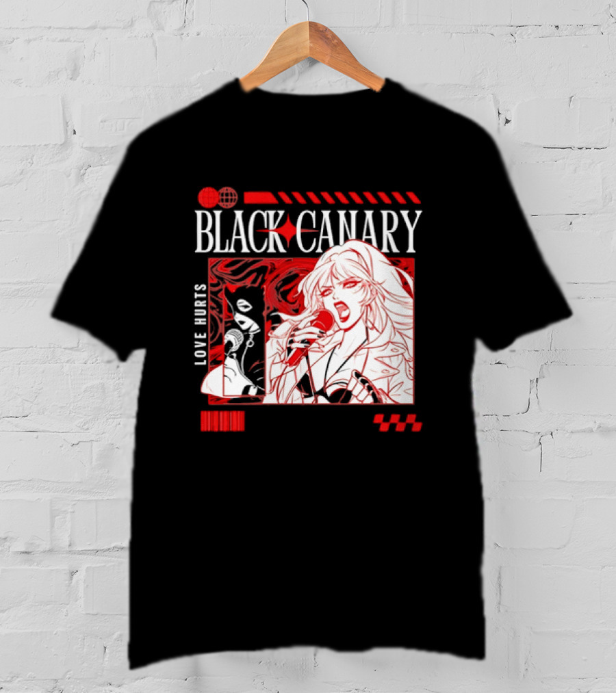 Black Canary Love Hurts DC Comics Superhero Microphone Music Scene T-Shirt
