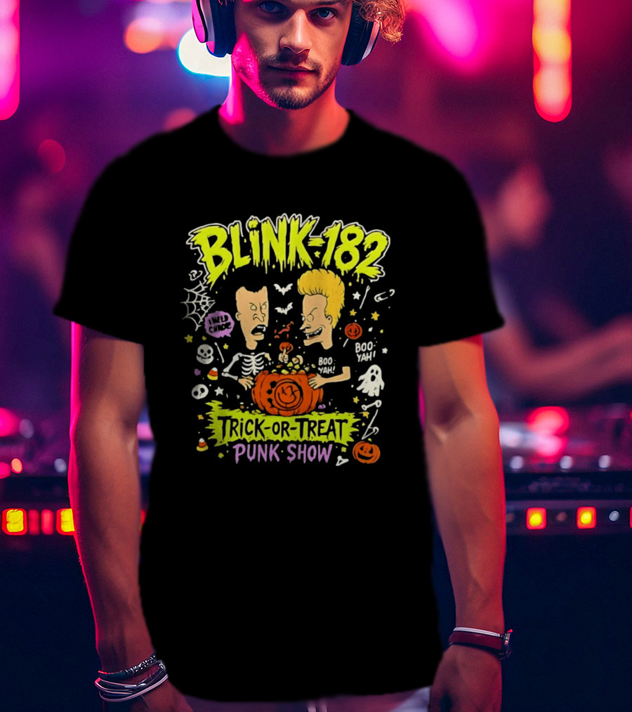 Blink 182 Beavis And Butt Head Halloween Trick Or Treat Punk Show T-Shirt