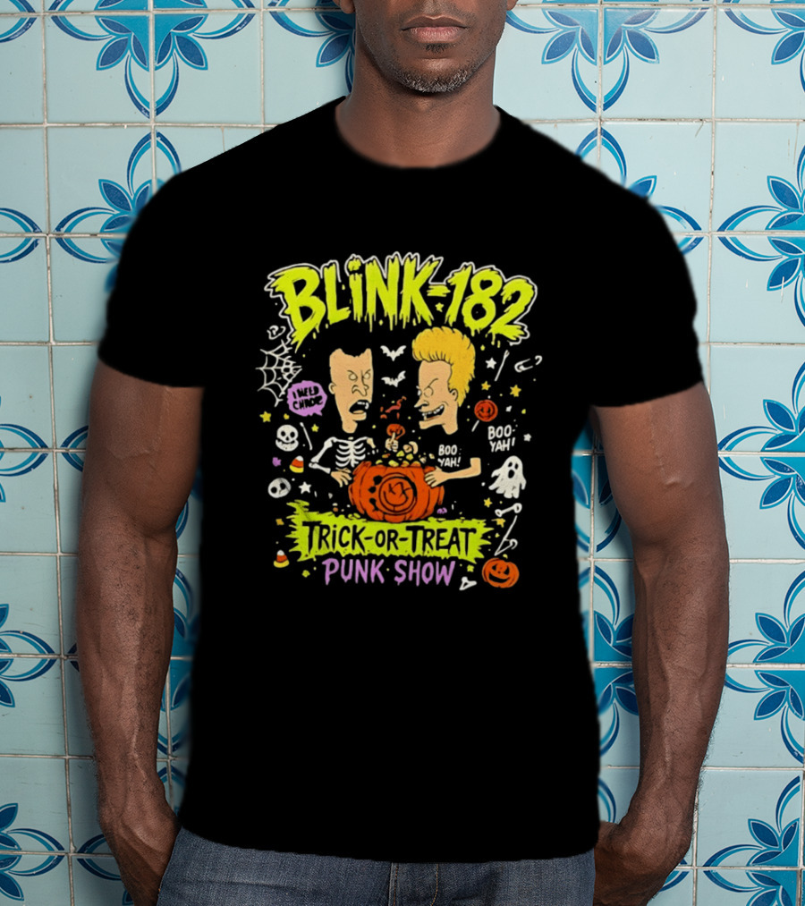 Blink 182 Beavis And Butt Head Halloween Trick Or Treat Punk Show T-Shirt