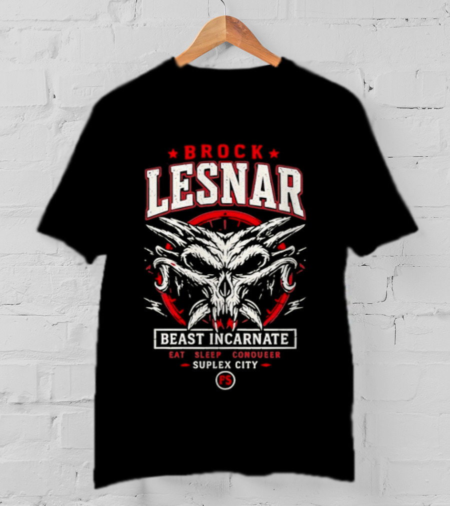Brock Lesnar Beast Incarnate Eat Sleep Conquer Suplex City Skull Motif T-Shirt
