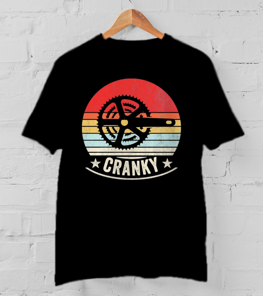 Cranky Sunset Bike Crank Retro Vintage Cycling T-Shirt