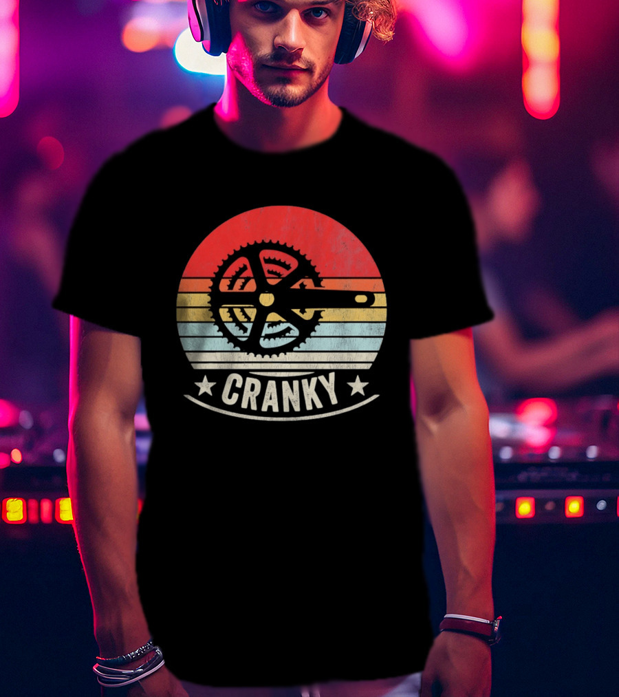 Cranky Sunset Bike Crank Retro Vintage Cycling T-Shirt