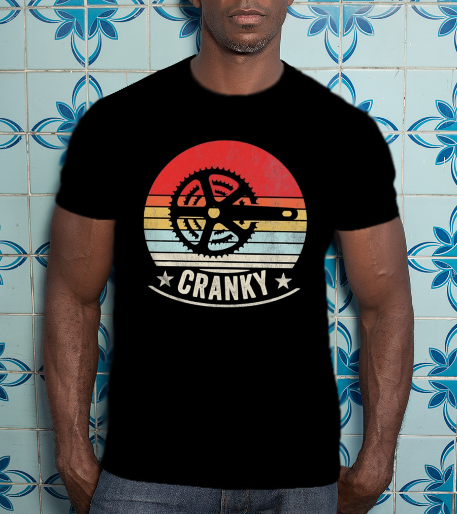 Cranky Sunset Bike Crank Retro Vintage Cycling T-Shirt