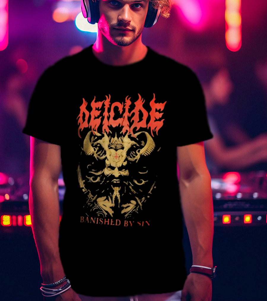 Deicide Banished By Sin Skull And Horns Death Metal T-Shirt
