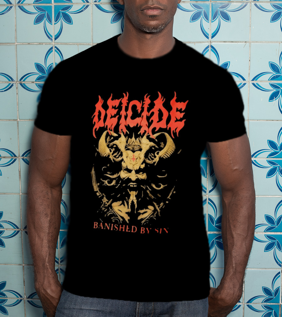 Deicide Banished By Sin Skull And Horns Death Metal T-Shirt