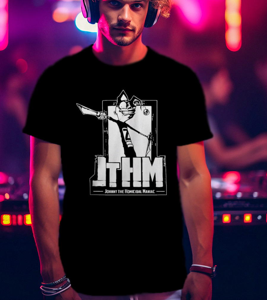 JTHM Johnny The Homicidal Maniac Distressed Black And White Comic T-Shirt