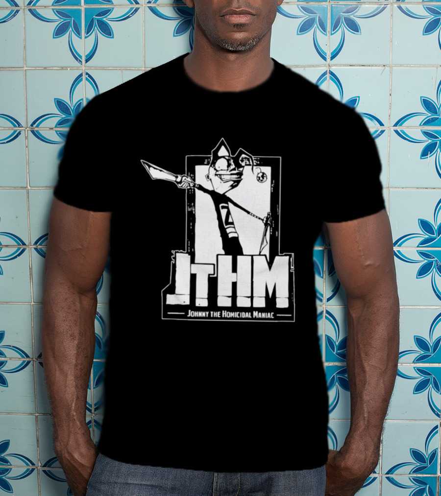 JTHM Johnny The Homicidal Maniac Distressed Black And White Comic T-Shirt