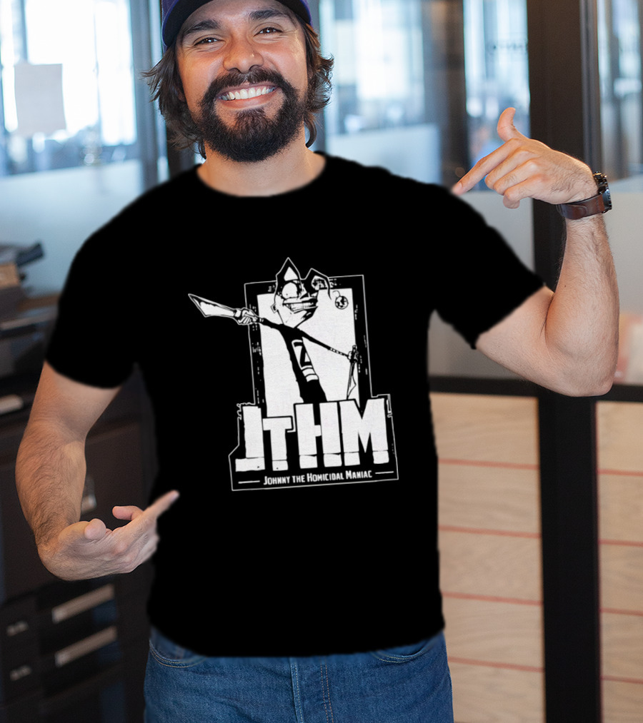 JTHM Johnny The Homicidal Maniac Distressed Black And White Comic T-Shirt