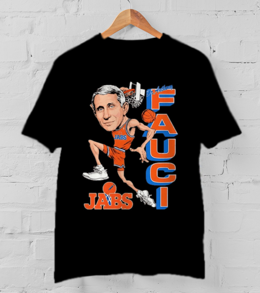 Dr Anthony Fauci Jabs Basketball Slam Dunk Caricature T-Shirt