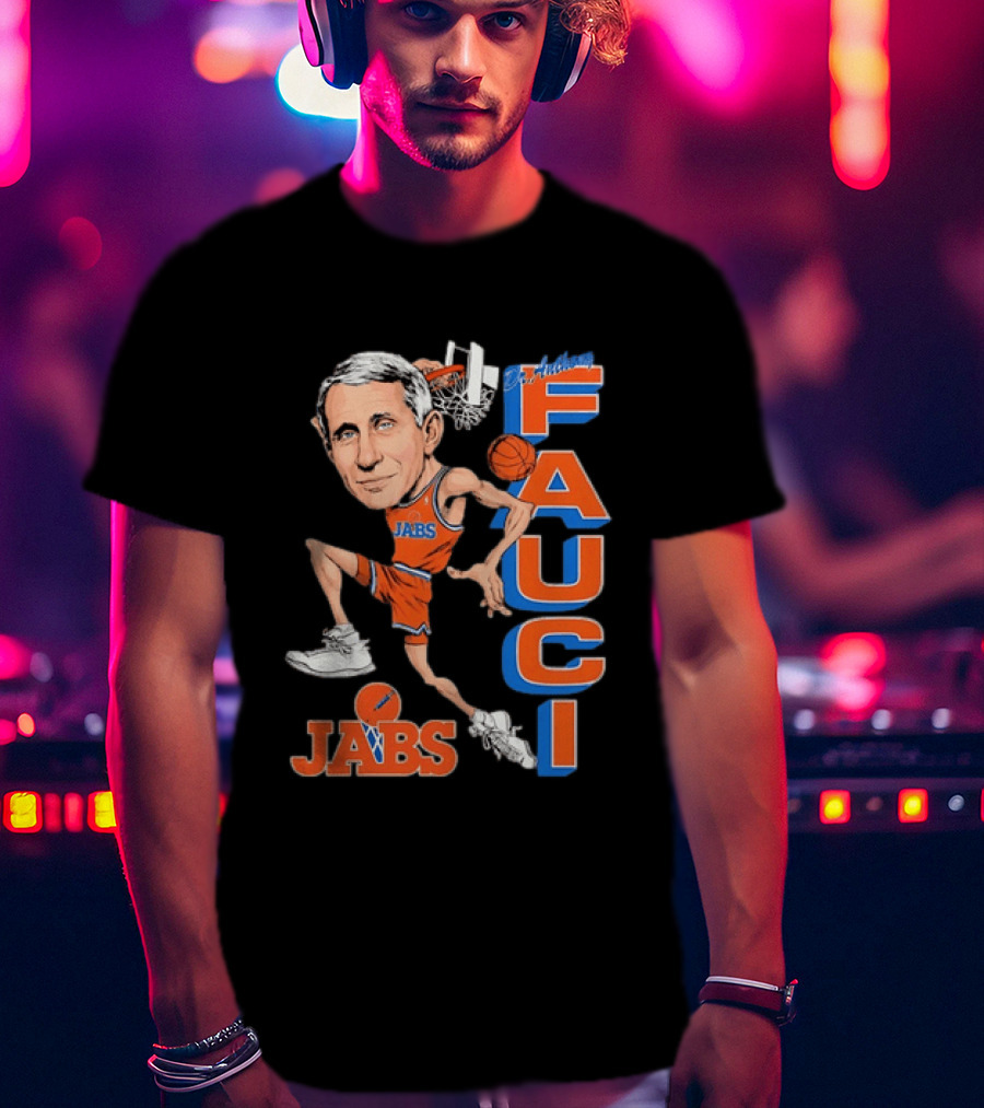 Dr Anthony Fauci Jabs Basketball Slam Dunk Caricature T-Shirt
