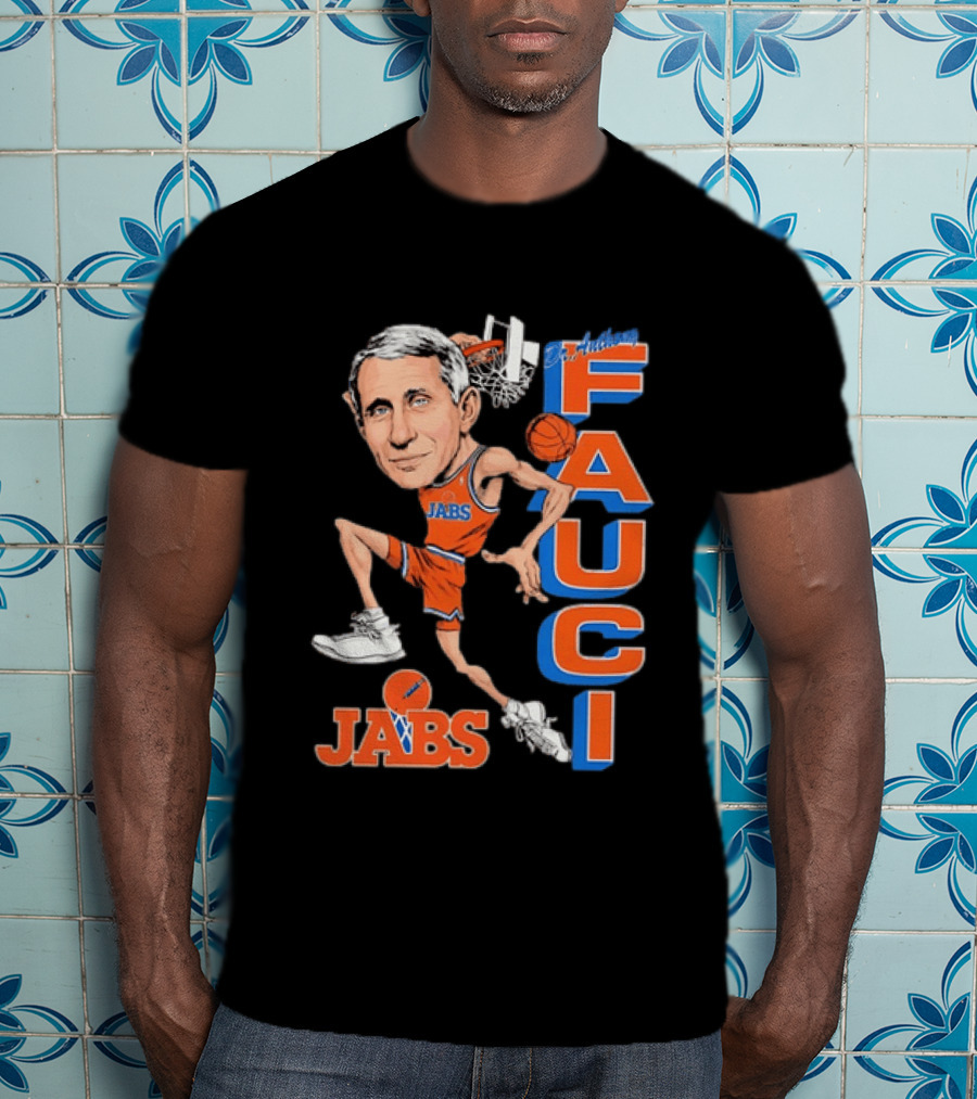 Dr Anthony Fauci Jabs Basketball Slam Dunk Caricature T-Shirt