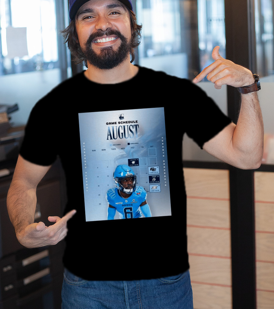 Toronto Argonauts August Game Schedule 2023 CFL Football Player Calendar T-Shirt