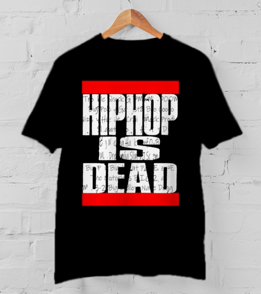 Hip Hop Is Dead White Text With Red Bars T-Shirt
