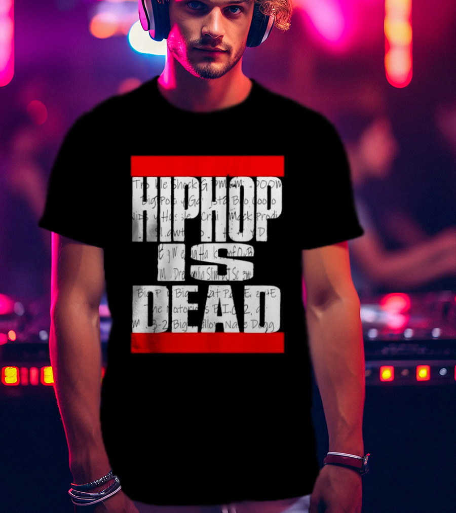Hip Hop Is Dead White Text With Red Bars T-Shirt