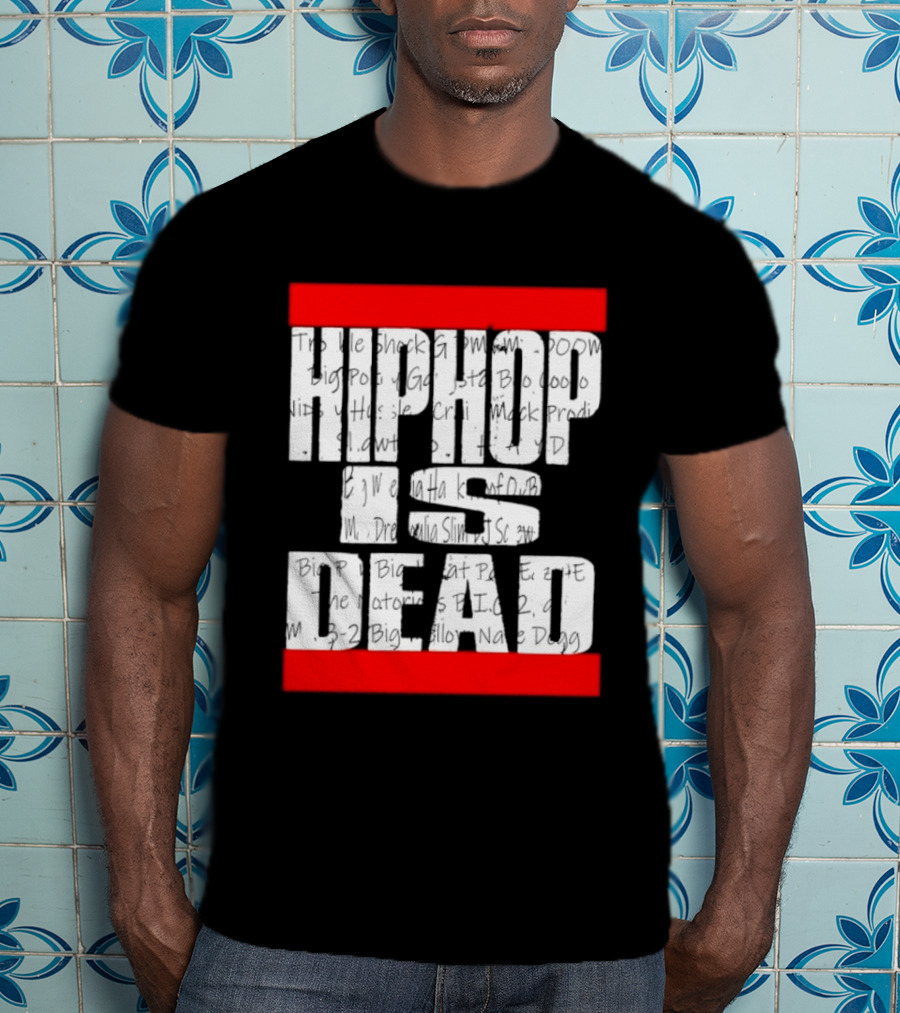 Hip Hop Is Dead White Text With Red Bars T-Shirt