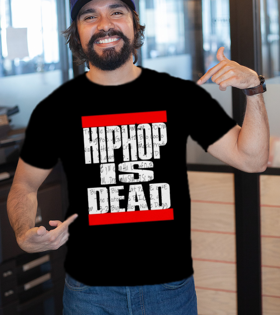 Hip Hop Is Dead White Text With Red Bars T-Shirt