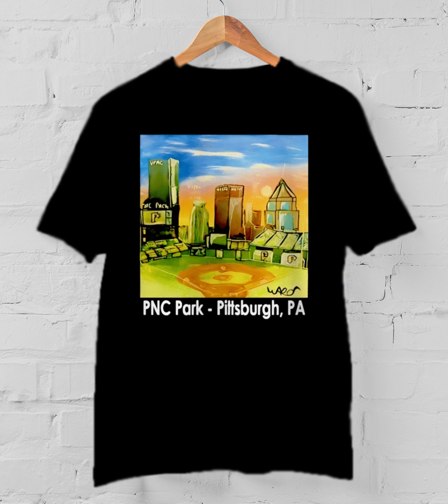 PNC Park Pittsburgh PA Baseball Skyline Art Print T-Shirt