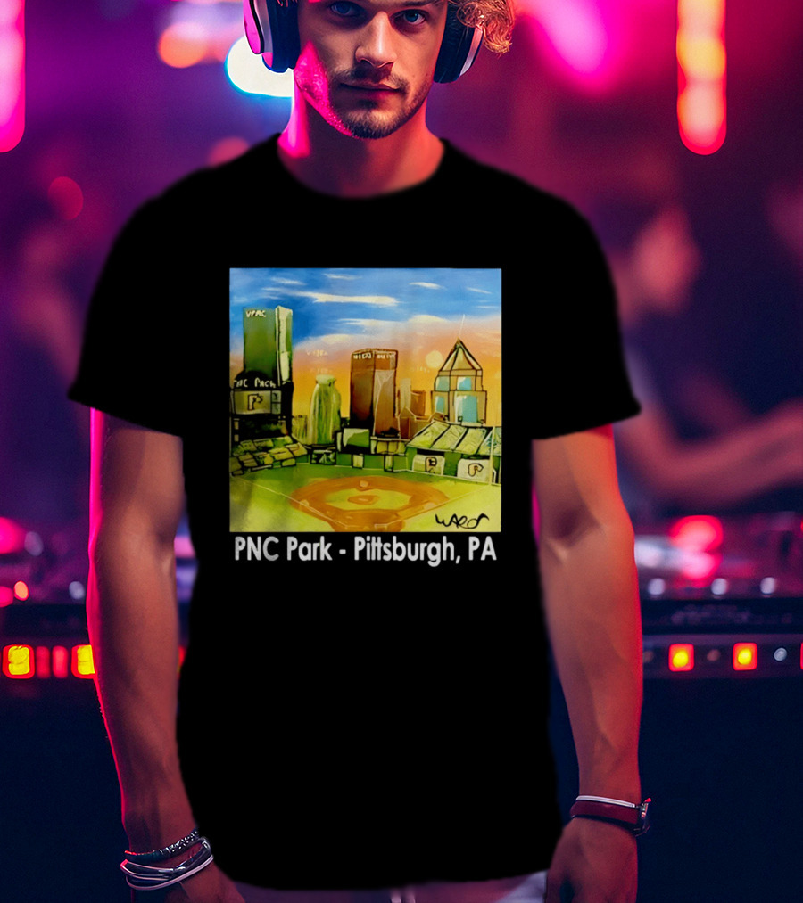 PNC Park Pittsburgh PA Baseball Skyline Art Print T-Shirt