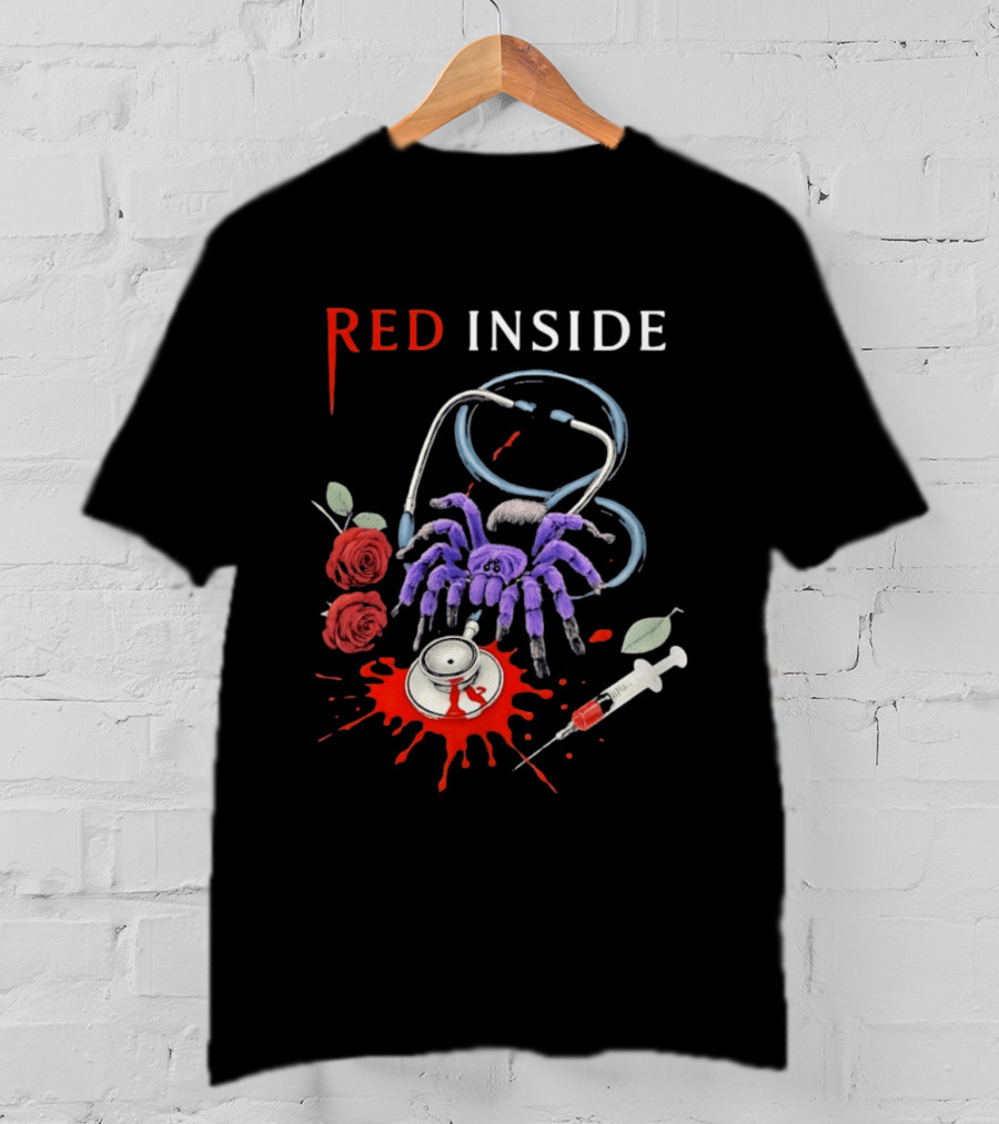 Red Inside Purple Tarantula Stethoscope Syringe Roses T-Shirt