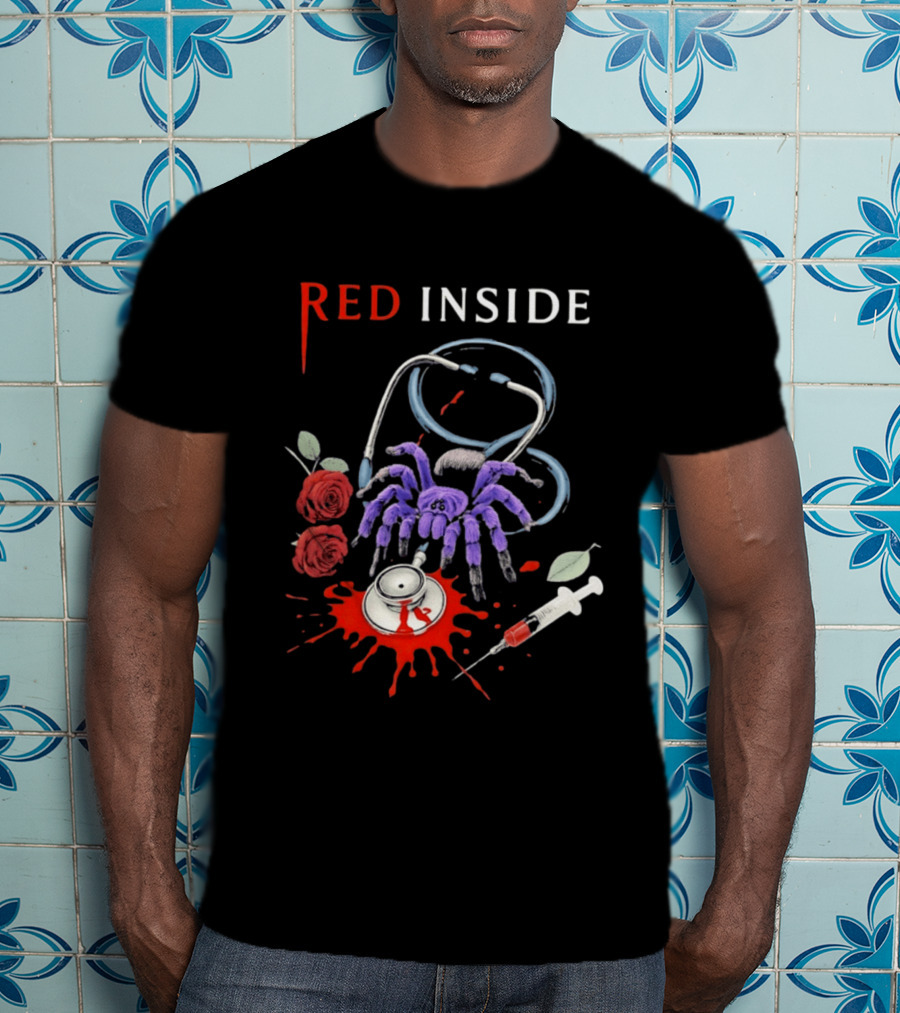 Red Inside Purple Tarantula Stethoscope Syringe Roses T-Shirt